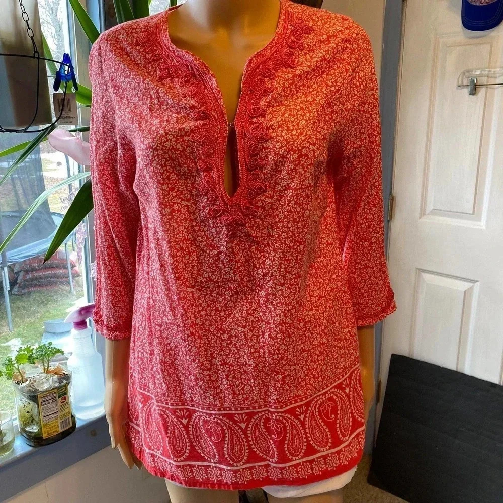 Rose & Thyme Lightweight floral boho Summer Blouse Women Size M